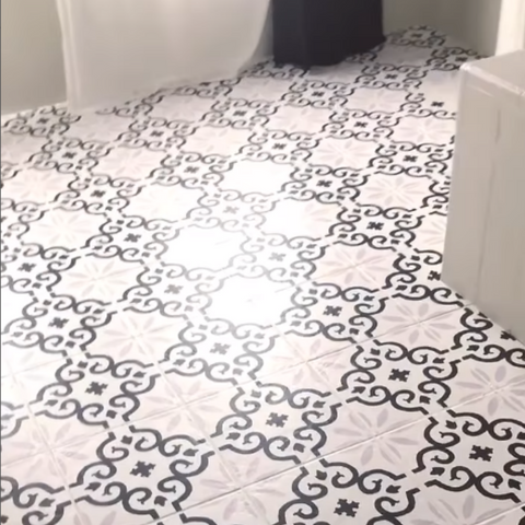 The Stenciled Bathroom Floor