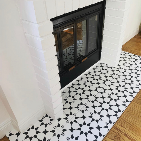 Fireplace Makeover using Chippenham Tile Stencil