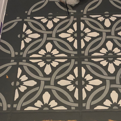 Stencil old floor tiles