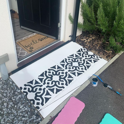 Doorstep Makeover using Bagpath Tile Stencil