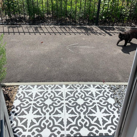 Doorstep Makeover using Bagpath Tile Stencil