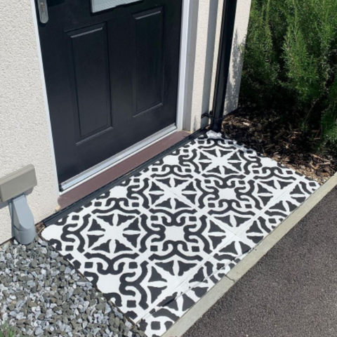 Doorstep Makeover using Bagpath Tile Stencil