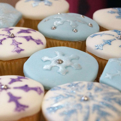 Snowflake Stenciled Cupcakes