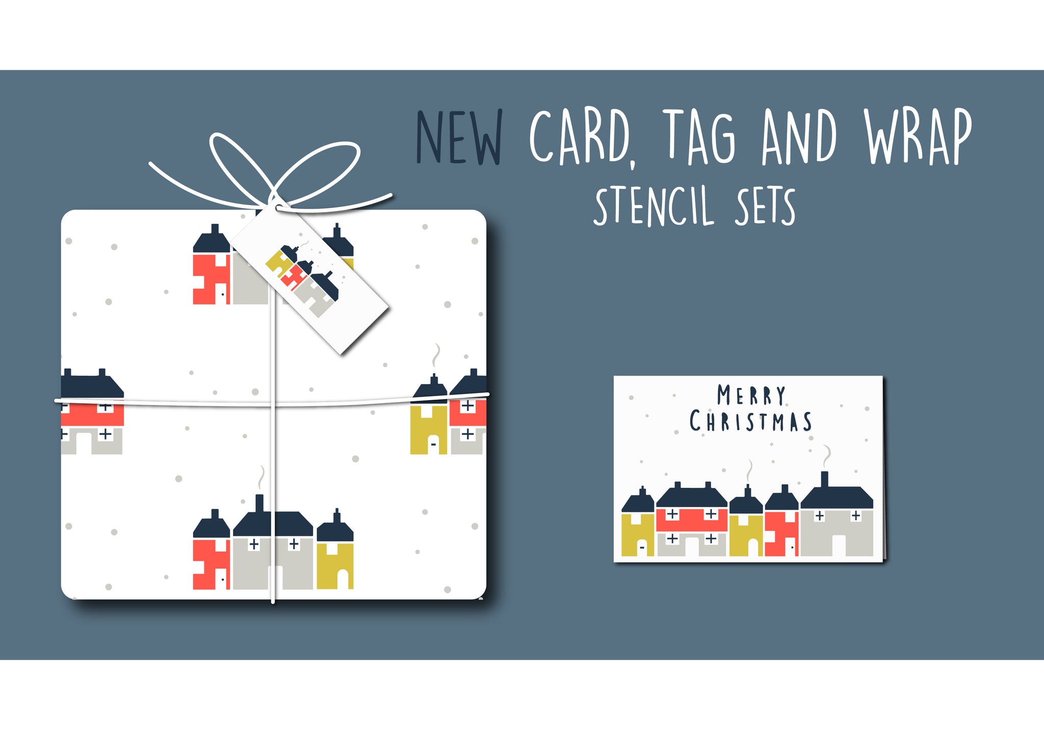 New card, tag and wrap stencil sets