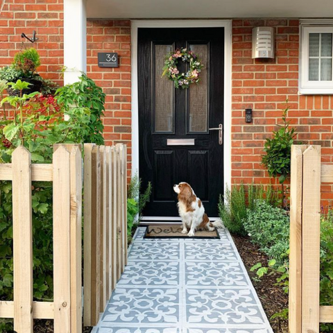 Kingscote Tile Stencil Doorstep Makeover