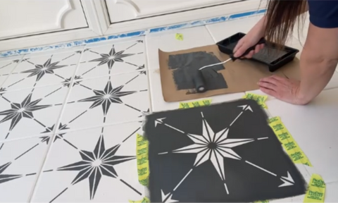 Stencilling the Floor with the Stow Star Tile Stencil