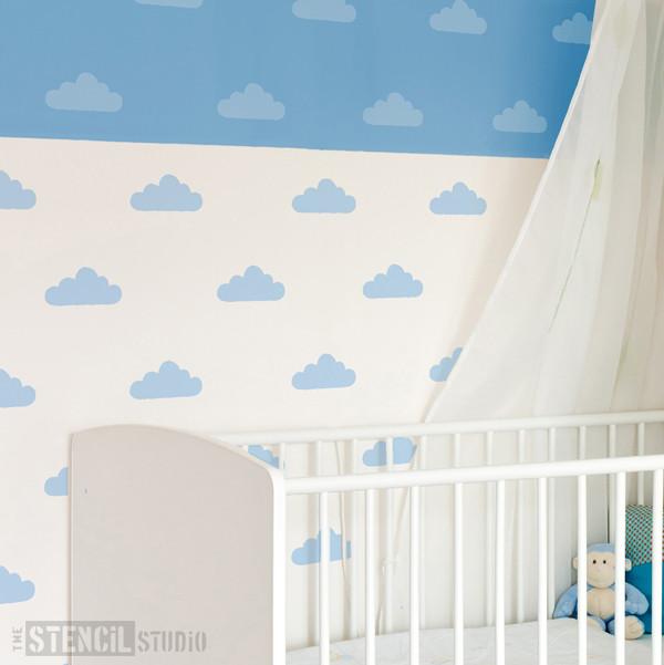 Fluffy Clouds Repeat Stencil - Stencils UK. Childrens wall stencils buy ...