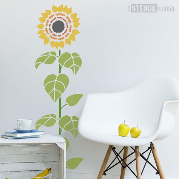 Sunflower Stencil - Buy reusable wall stencils online at The Stencil Studio.