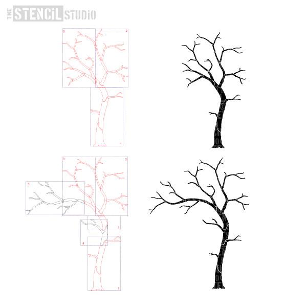 Sakura Stencil Cherry Blossom Tree Mural stencil pack with lanterns etc ...