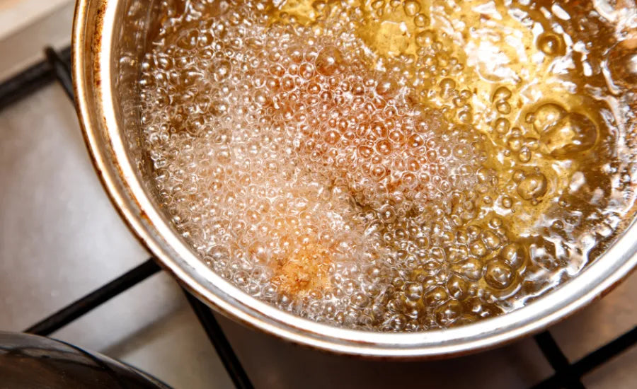 Cooking oil bubbling