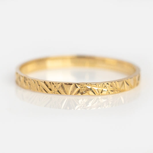 Textured Net Gold Band Ring, Geometric Thick Gold Ring for Her, Boho Edgy  Ring 