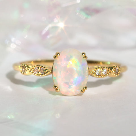 unique fire opal gold ring