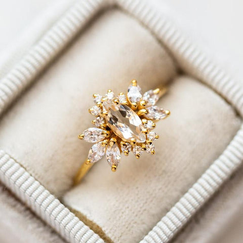 white topaz vintage inspired yellow gold topaz ring