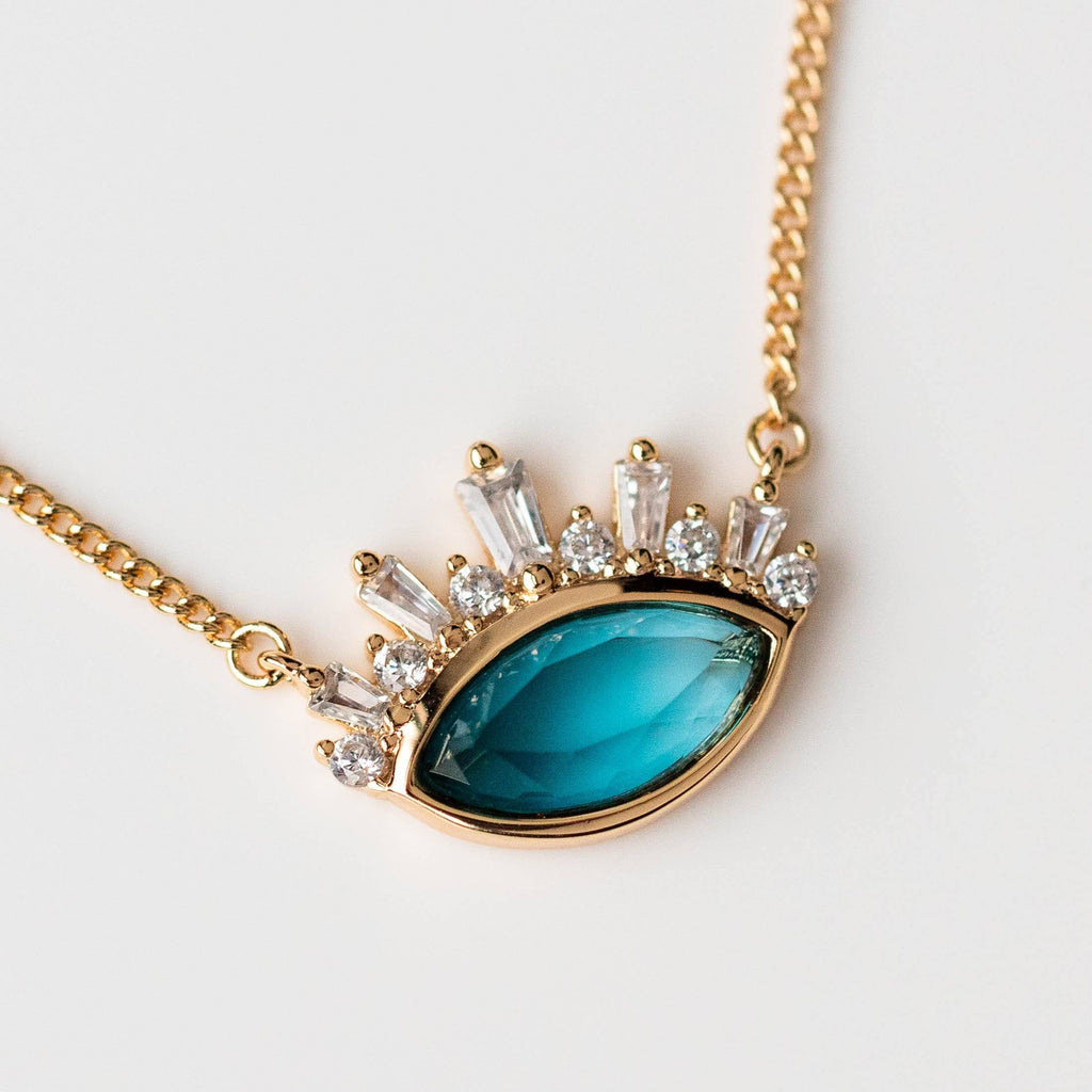 Athena Crown Pendant Necklace with Blue Tourmaline Quartz – local eclectic