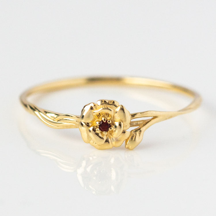 Solid Gold Birth Flower Ring