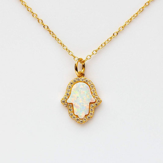 Crescent Moon Necklace with Opal and CZ – local eclectic