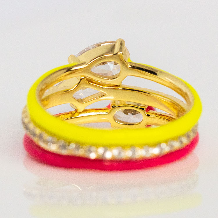 Neon Pink Lemonade Enamel Stacking Ring Set