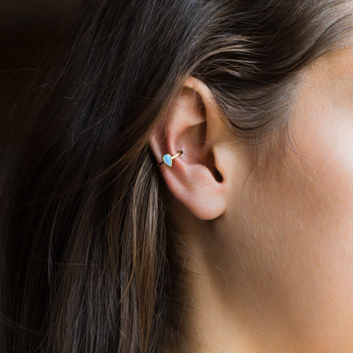 delicate opal stone ear cuff