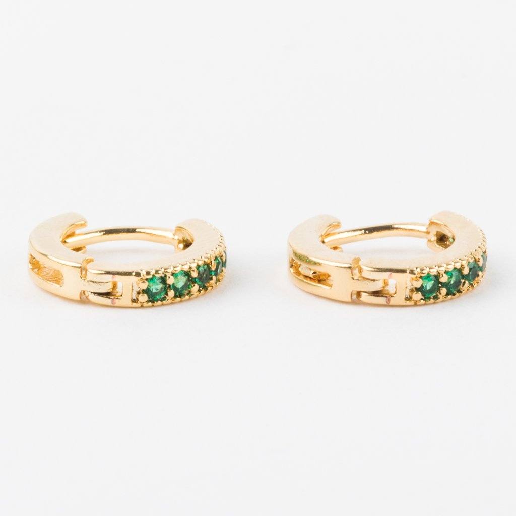 Dallas Mini Huggie Earrings in Emerald – local eclectic