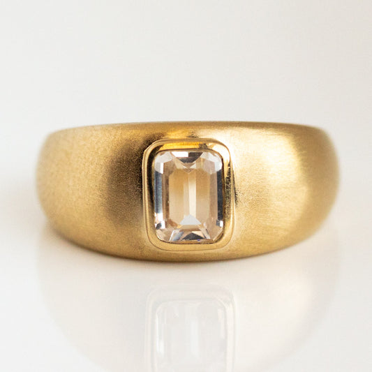 Solid Gold White Sapphire Chunky Chain Link Ring – local eclectic