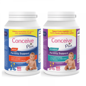 Conceive Plus'tan erkekler ve kadınlar için doğurganlık desteği doğum öncesi vitamin takviyesi paketi