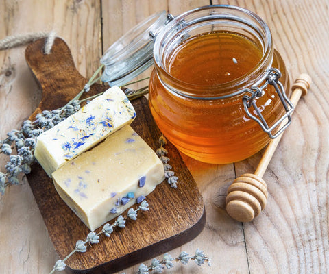 Natural Handmade Soap with a Jar of Honey | Honey and Milk Soap Bar
