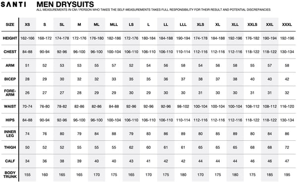 Size Chart Santi BZ200