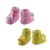 Baby Moo Newborn Crochet Woollen Booties Cartoon - Yellow, Pink