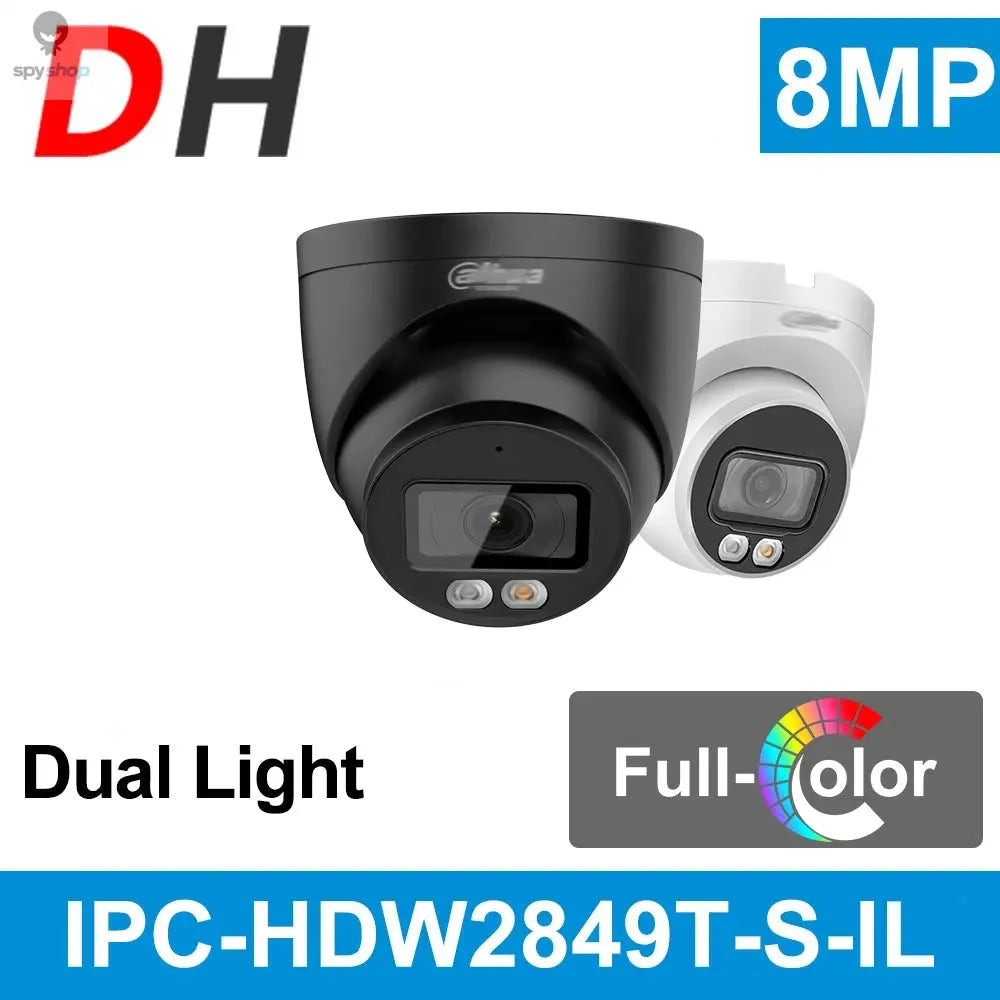 Dahua 8MP IP Camera 4K PoE IPC-HDW2849T-S-IL Mini Dome Built-in Mic IP67 Smart Dual Light Ful-Color IR Surveillance Video IPC Spy-shop.com