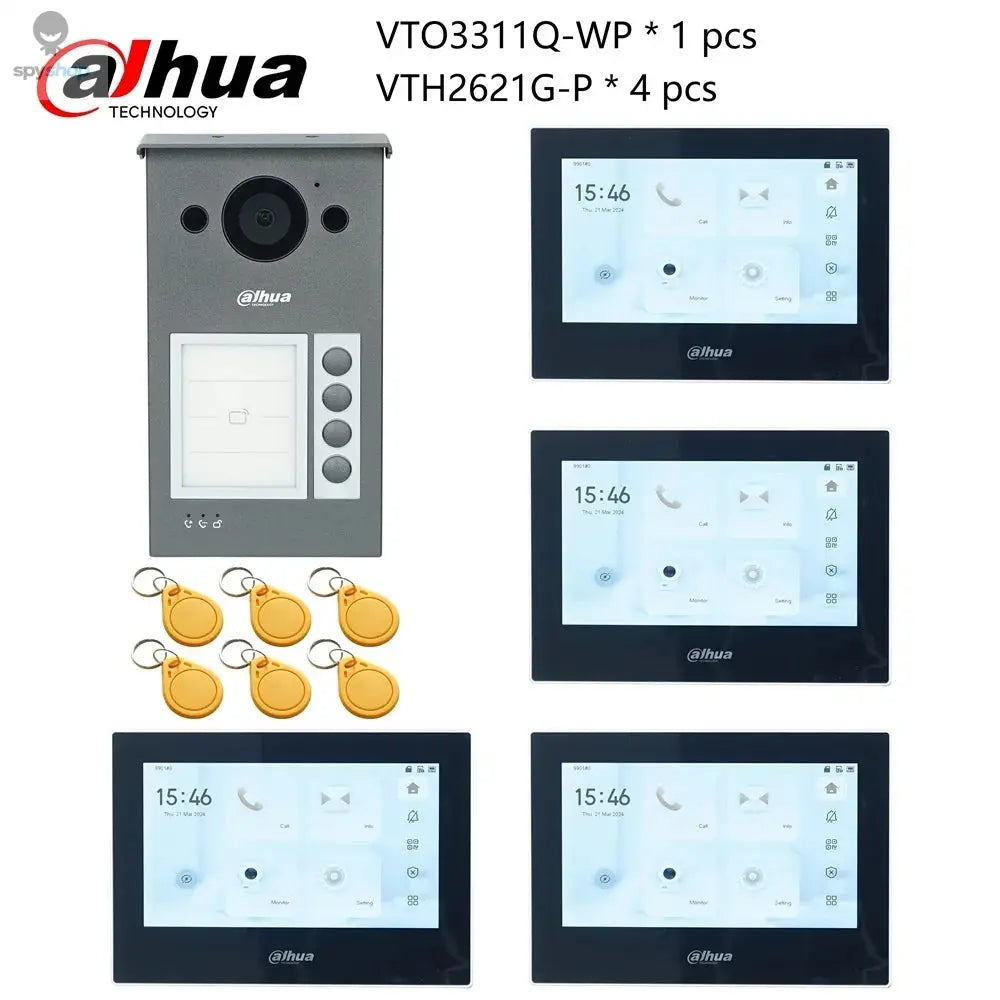 Dahua Multi-Language IP Video Intercom KIT,VTO3311Q-WP & VTH2621G-P, P2P Cloud, Door bell 1, 2, 3 ,4 buttons are adjustable Spy-shop.com