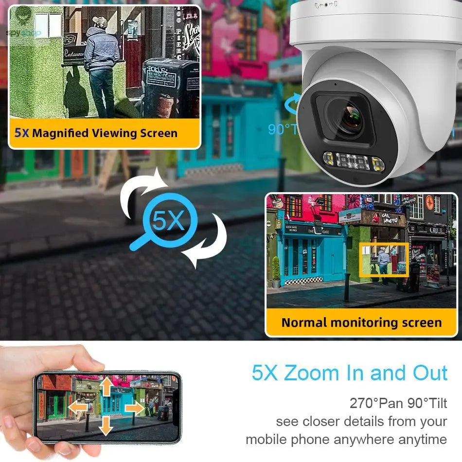 Hikvision Compatible 8MP ColorVu PTZ IP Camera 5X Zoom PoE 2-way Audio SD Card slot Surveillance IP Camera APP Remote Spy-shop.com
