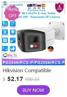 Hikvision Compatible 8MP ColorVu PTZ IP Camera 5X Zoom PoE 2-way Audio SD Card slot Surveillance IP Camera APP Remote Spy-shop.com