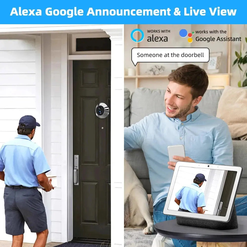 ICam365 APP 1080P 2.4G WiFi Camera Door Peephole Automatic Sensing Door Eye Camera Digital Viewer Wireless Doorbell for Home Spy-shop.com
