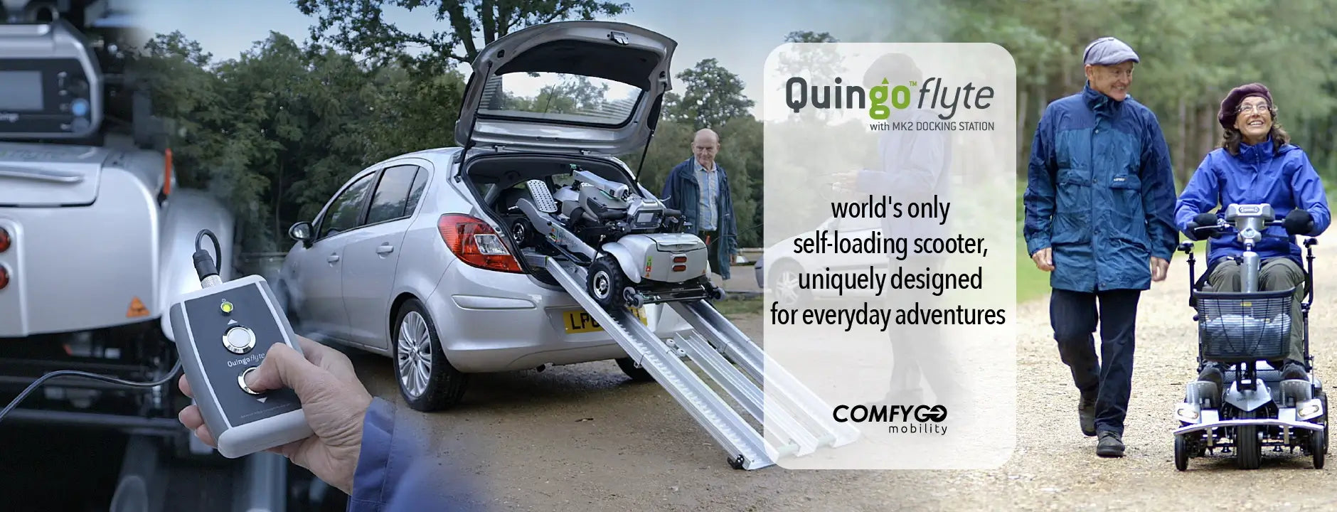 Quingo Flyte MK2 5 Wheel Mobility Scooter with Self Loading Ramp