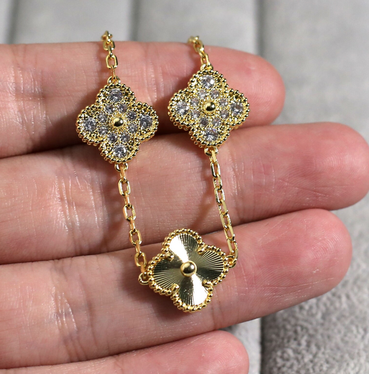 Sterling Silver Gold Plated Four Leaf Clover 19cm Bracelet – Shiels  Jewellers