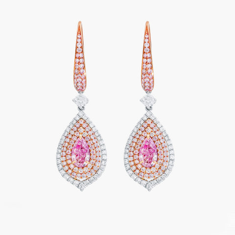 Barry's Jeweler - Color Diamond Earrings in Pink