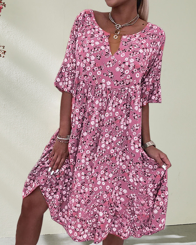 Half Sleeve Dress in Floral Print – newoman-uk
