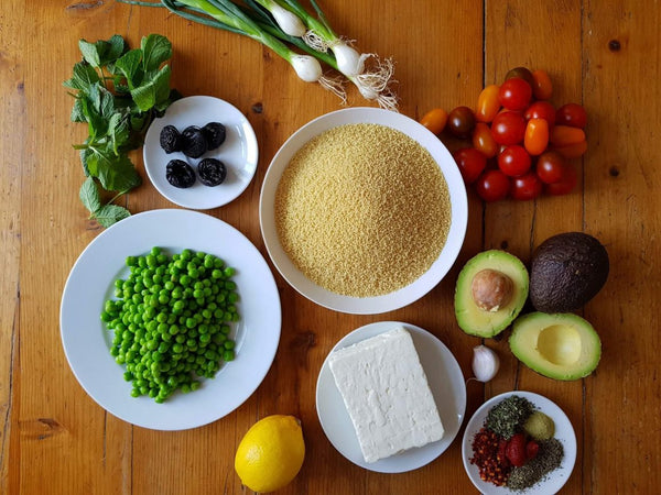 All the ingredients of the salad