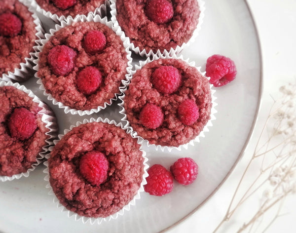 pink muffins with raspberries