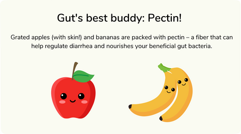 apple and banana are a good source of pectine - your gut's best buddy