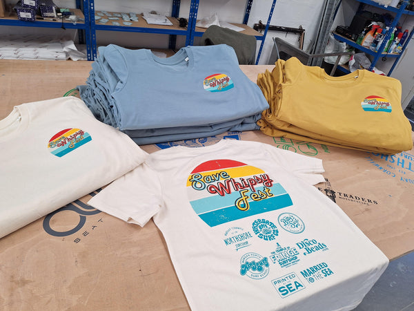 Save Whipsey Cliffs tees - printed by the sea!
