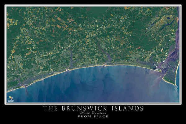 Brunswick Islands North Carolina From Space Satellite Art Poster Free ...