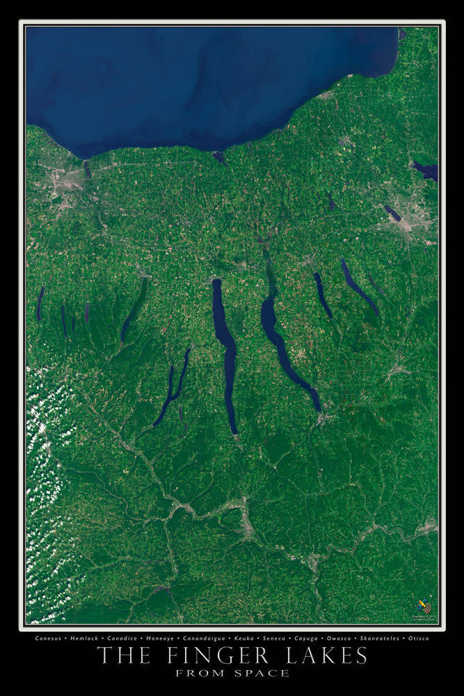 The Finger Lakes Region New York Satellite Poster Map – TerraPrints.com