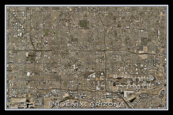 Phoenix Metroplex Arizona Satellite Poster Map — aerial views, from