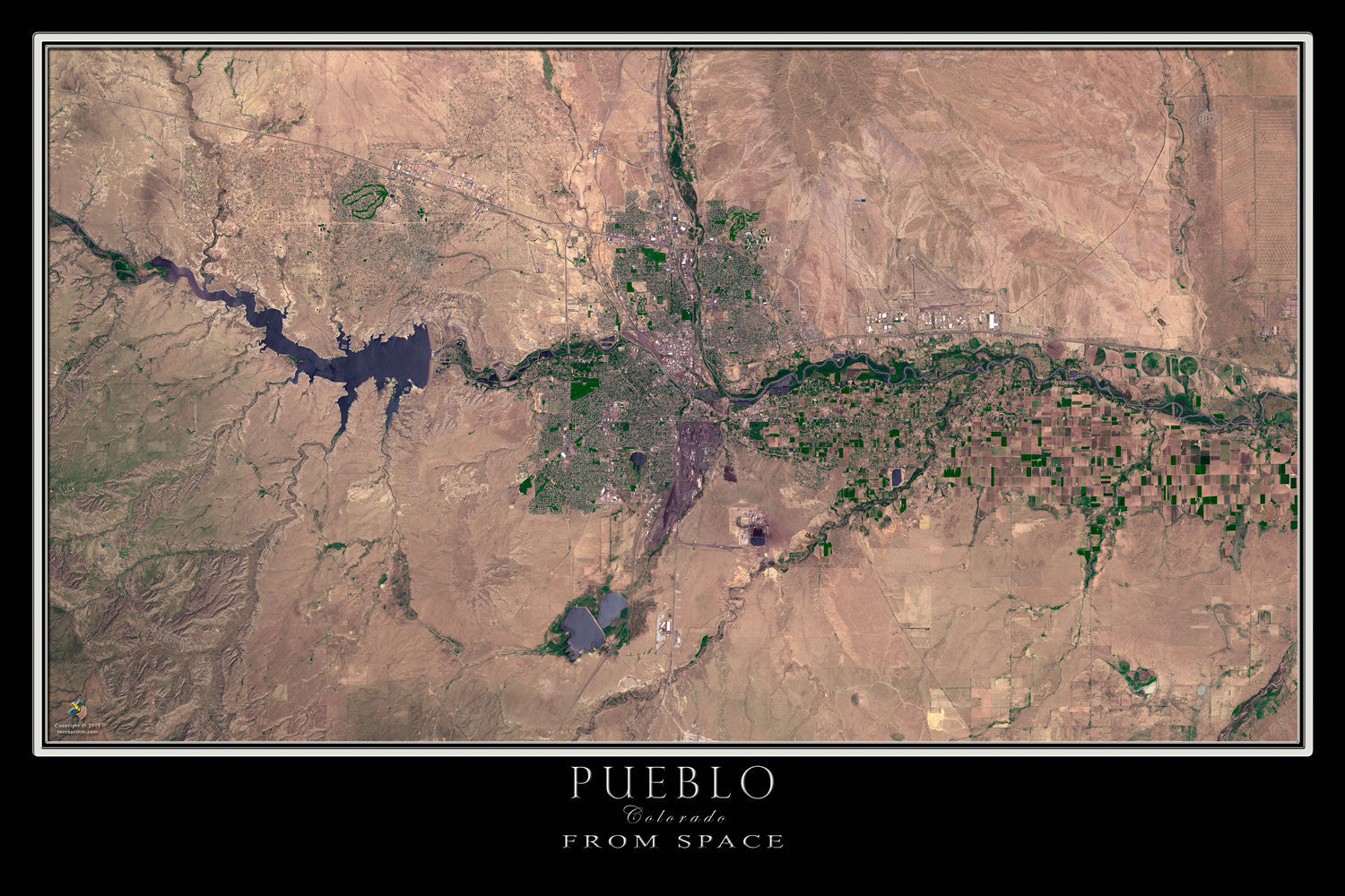 The Pueblo Colorado Satellite Poster Map - TerraPrints.com