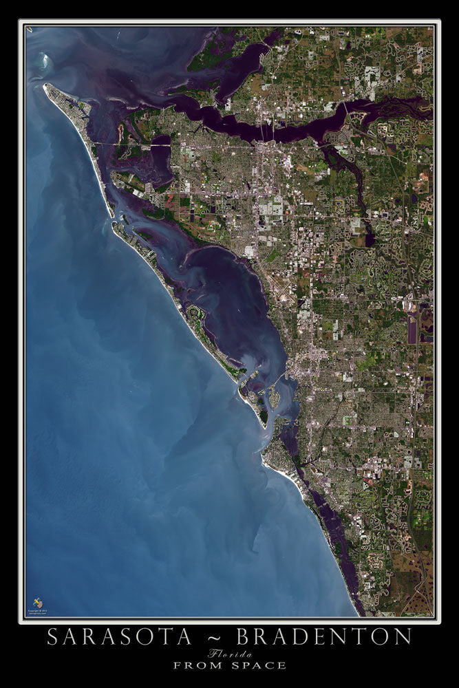  Sarasota Bradenton  Florida Satellite Poster Map 