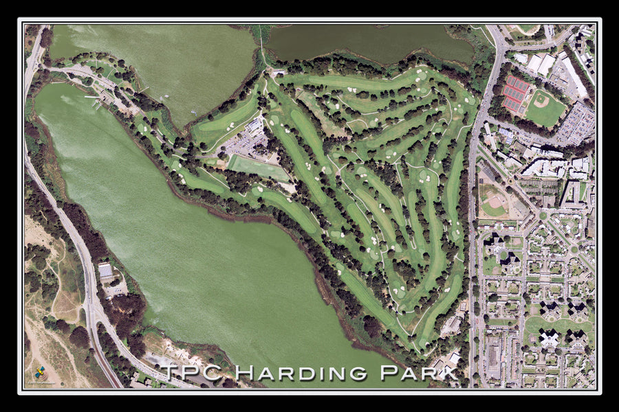 The TPC Harding Park Golf Course California Satellite Poster Map