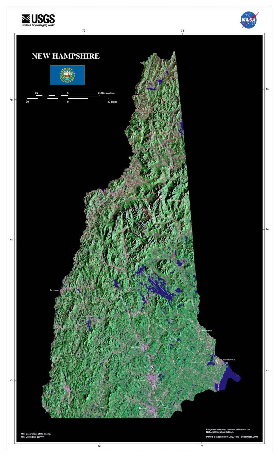 The New Hampshire Satellite Imagery State Map Poster – TerraPrints.com