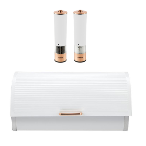 Tower Electric Salt and Pepper Set, Stainless Steel, Black and Rose Gold