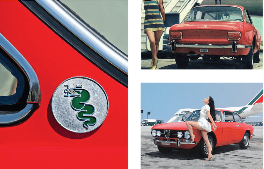 Car-art_simplypetrol_poster_alfa-romeo_2000-GTV_giulia_plane_alitalia_alfa logo_vintage women ad